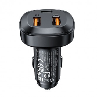 Automobilinis įkroviklis Acefast B9 66W 2xUSB-A+USB-C juodas