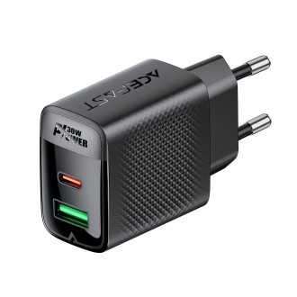 Įkroviklis Acefast A98 30W GaN USB-C / USB-A juodas