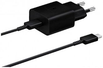 Pakrovėjas-įkroviklis originalus Samsung EP-T1510XBEGEU 15W + kabelis Type-C 1m pakuotėje juodas
