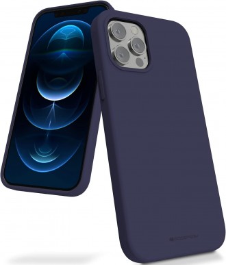 Tamsiai mėlynas dėklas "Mercury Silicone Case" telefonui iPhone 15 