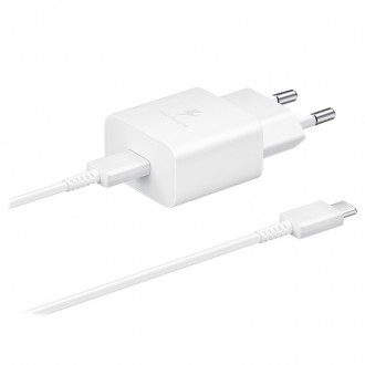 Pakrovėjas-įkroviklis originalus Samsung EP-T1510XWEGEU 15W + kabelis Type-C 1m pakuotėje baltas