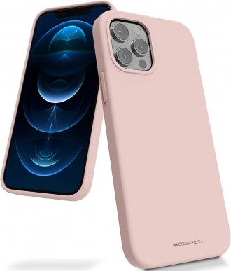 Rožinio smėlio spalvos dėklas "Mercury Silicone Case" telefonui iPhone 13 Pro Max
