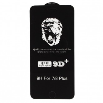 Juodais apvadais apsauginis grūdintas stiklas Apple iPhone 7 Plus / 8 Plus telefonui "9D Gorilla "