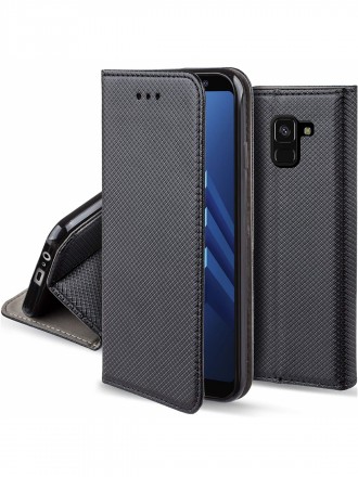 Juodas atverčiamas dėklas "Smart  Magnet" telefonui Samsung Galaxy A8 2018 (A530) 