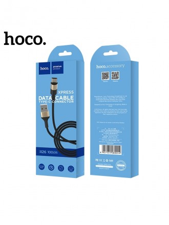 Juodas-Auksinis USB kabelis HOCO X26 Type-C 1m
