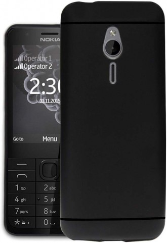 Juodas silikoninis dėklas "Rubber TPU" telefonui Nokia 230