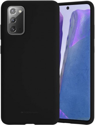 Juodos spalvos dėklas "Mercury Silicone Case" Samsung Galaxy N980 Note 20 telefonui