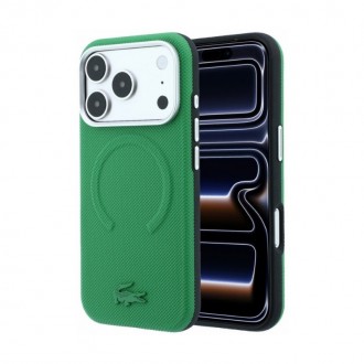Dėklas Lacoste PVC Petit Pique Semi Wrap Embossed MagSafe telefonui Apple iPhone 18 Pro Max žalias