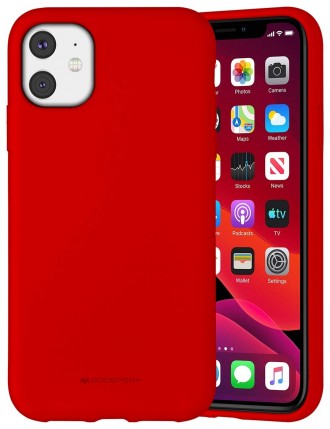 Raudonos spalvos dėklas Mercury "Silicone Case" telefonui Apple iPhone 11 