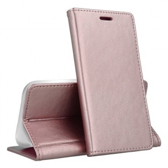 Rožinis-Auksinis atverčiamas dėklas Samsung Galaxy A105 A10 telefonui "Magnetic book"