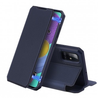 Tamsiai mėlynas atverčiamas dėklas Dux Ducis Skin X Samsung Galaxy A12 telefonui