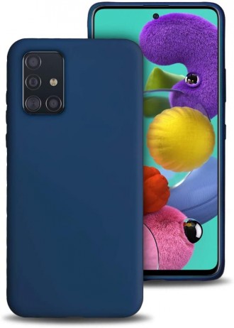 Tamsiai mėlynas silikoninis dėklas "Liquid Silicone" 1.5mm telefonui Samsung Galaxy A51 (A515)