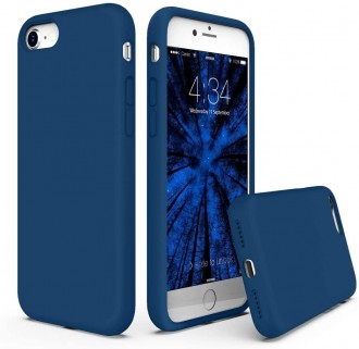 Tamsiai mėlynos spalvos silikoninis dėklas "Liquid Silicone" 1.5mm telefonui Apple iPhone 7 / 8 / SE 2020 / SE 2022