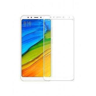 5D baltas apsauginis grūdintas stiklas Xiaomi Redmi Note 5 / Note 5 Pro telefonui "Full Glue"
