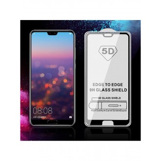 5D juodas apsauginis grūdintas stiklas Huawei Honor 10 telefonui "Full Glue"